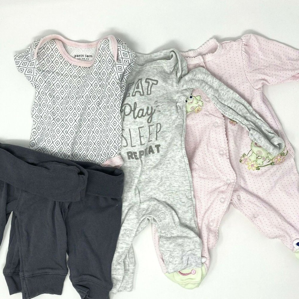 Lot of 5 NB Newborn Clothes Romper Pants One Piece